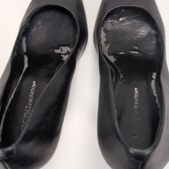 BCBGeneration Flash Leather Stiletto Pumps Pointed Toe Black High Heels Size 7 - Picture 11 of 14